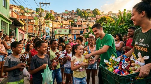 Páscoa Solidária no Vidigal: 2 Mil Chocolates para Crianças